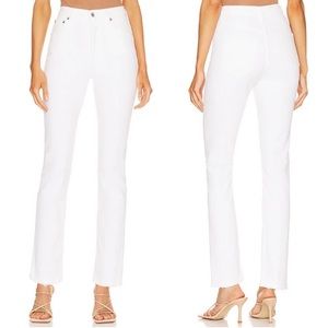 AGOLDE Riley Long High Rise Straight Jeans in Sour Cream